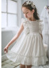 Ivory Chiffon Pleated Boho Flower Girl Dress